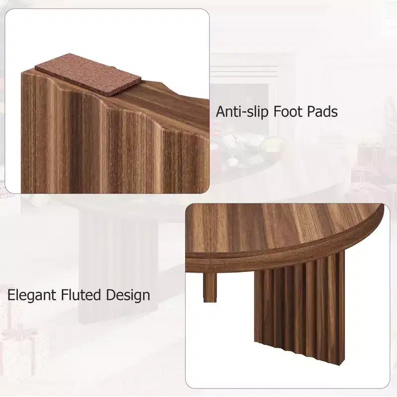 Table basse ronde de 85 cm, table centrale circulaire avec pieds cannelés et plateau de 3,3 cm d'épaisseur, tables d'appoint pour chambre à coucher, salon, montage facile