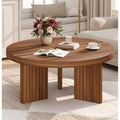 33.5 Round Coffee Table, Circle Center Table with Fluted Legs & 1.3 Thick Top, Accent Cocktail Tables for Bedroom, Living Room, Easy Assembly