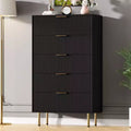 Fluted 5-Drawer Wood Dresser, Tall Chest of Drawers for Bedroom, Black