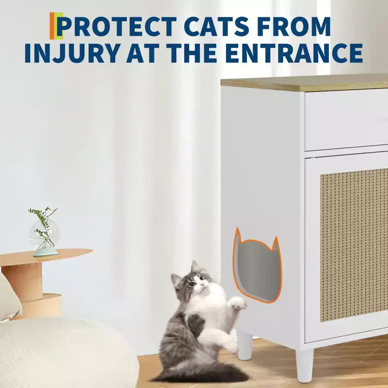 Meuble cache-litière pour chat, anti-chien, mobilier moderne pour chat avec rangement pour la maison