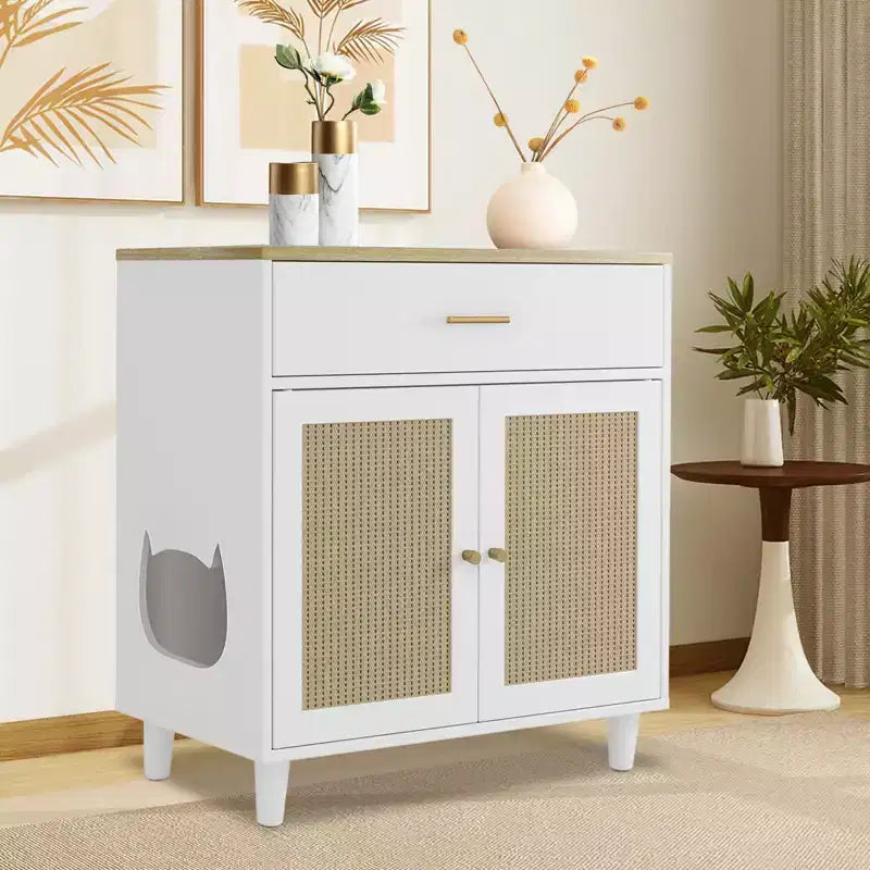 Meuble cache-litière pour chat, anti-chien, mobilier moderne pour chat avec rangement pour la maison