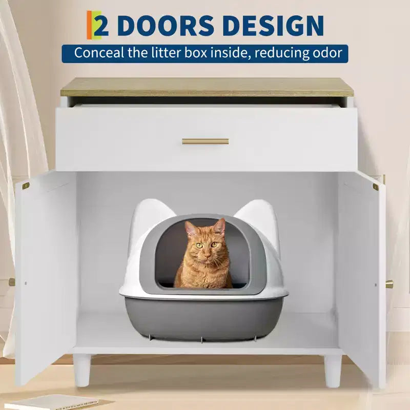 Meuble cache-litière pour chat, anti-chien, mobilier moderne pour chat avec rangement pour la maison