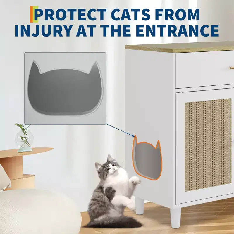 Meuble cache-litière pour chat, anti-chien, mobilier moderne pour chat avec rangement pour la maison