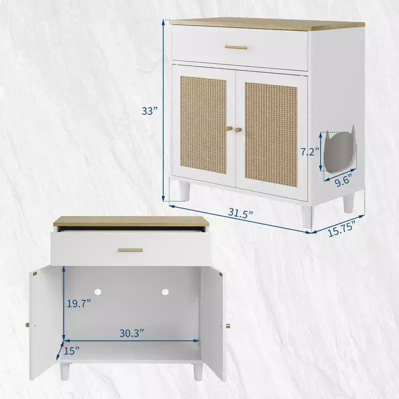 Meuble cache-litière pour chat, anti-chien, mobilier moderne pour chat avec rangement pour la maison