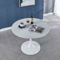 42.1-inch Tulip Table with Round MDF Table Top and Metal Legs, for 4-6 People, Also Functions as Coffee Table