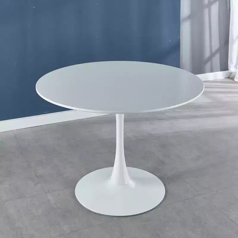 Table Tulipe de 42,1 pouces avec Plateau Rond en MDF et Pieds en Métal, pour 4-6 Personnes, Fait Également Office de Table Basse