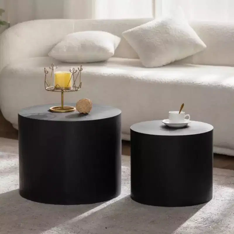 Set of 2 Round Nesting Coffee Tables with Space-Saving Design for Living Room or Bedroom