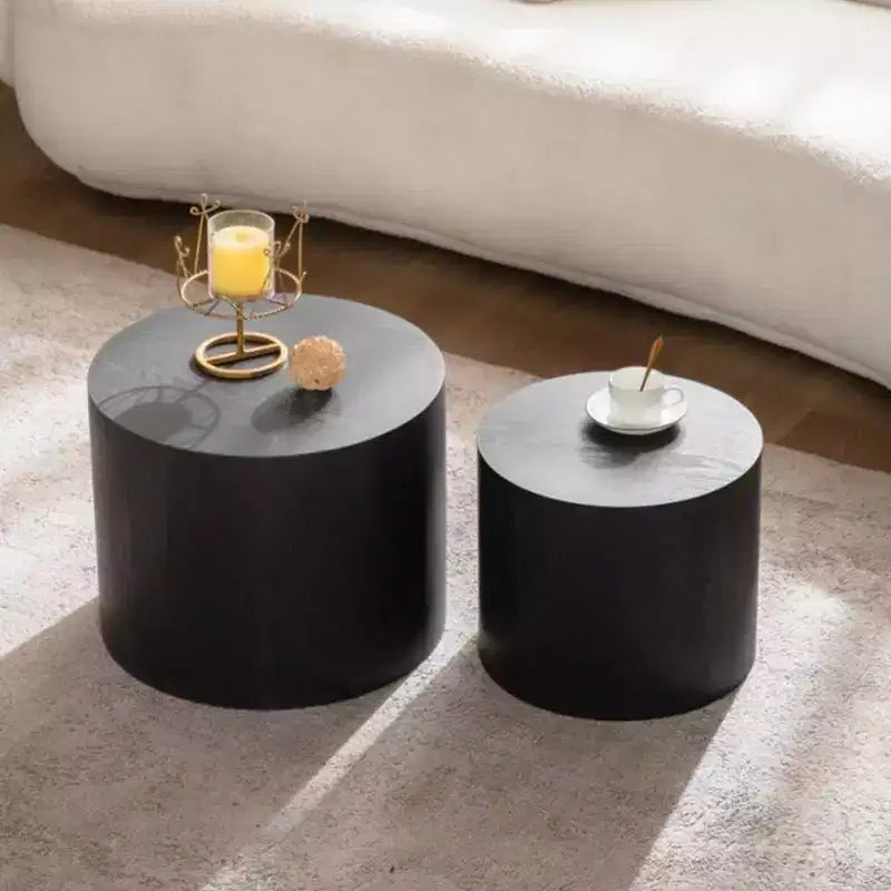 Lot de 2 tables basses gigognes rondes, design compact et gain de place, pour salon ou chambre à coucher