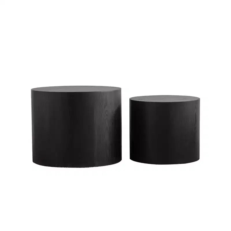 Lot de 2 tables basses gigognes rondes, design compact et gain de place, pour salon ou chambre à coucher