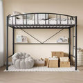 Modern Space-Saving Twin Metal Loft Bed Frame  Heavy Duty, Arched Guardrail, Safety Ladder, No Box Seasonal Needed  Matte Black or Gray