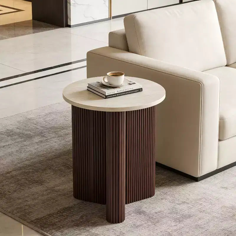 Table d'appoint cannelée en bois moderne Ursule