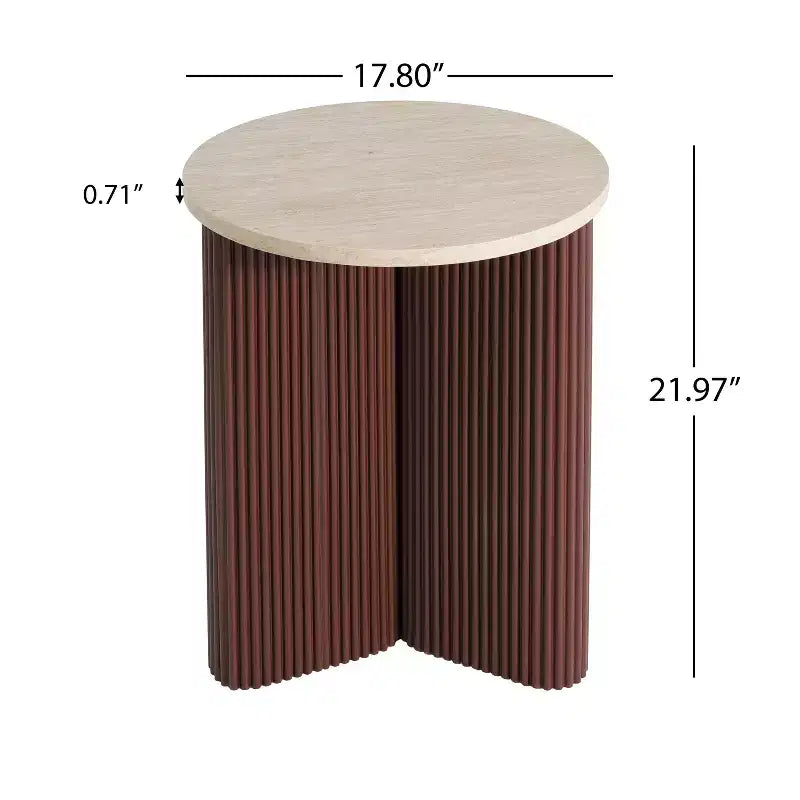 Table d'appoint cannelée en bois moderne Ursule