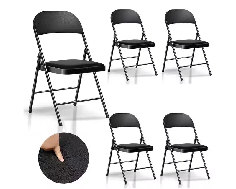 SUGIFT 4 Pack Black Padded Metal Folding Chair for Outdoor Indoor