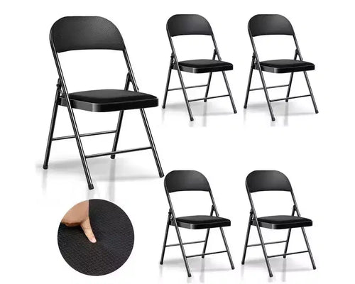 SUGIFT 4 Pack Black Padded Metal Folding Chair for Outdoor Indoor